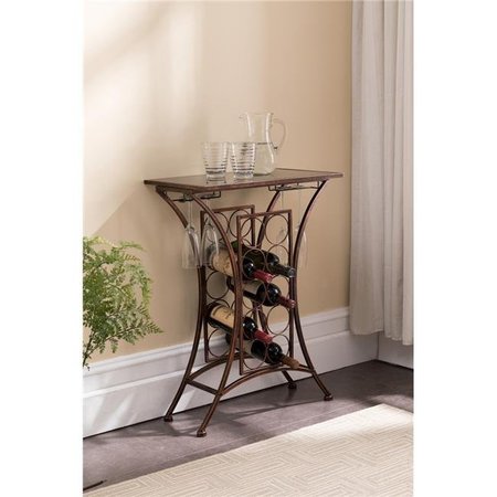 INROOM FURNITURE DESIGNS Inroom Furniture Designs WR1367 Metal & Tempered Glass Wine Rack - Brushed Copper WR1367